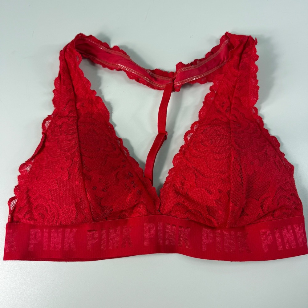 Victoria's‎ Secret PINK Lace Bralette Medium Red Y2K Coquette Sexy Lingerie